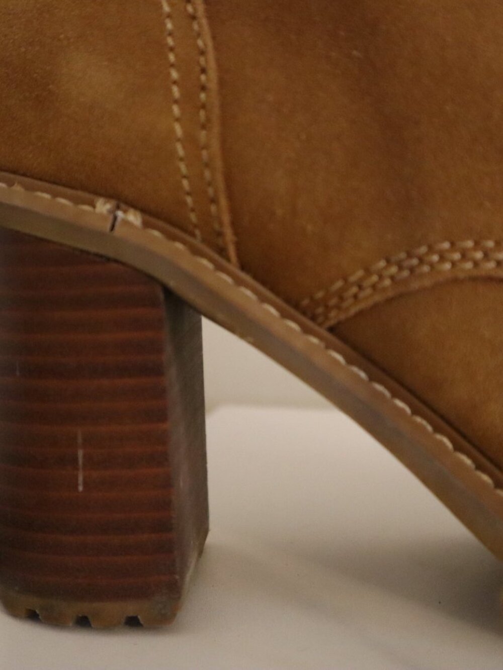 NINE WEST Boots 8 M Phaedra Lace-Up Suede Block High Heel Combat Natural Brown - Picture 5 of 12